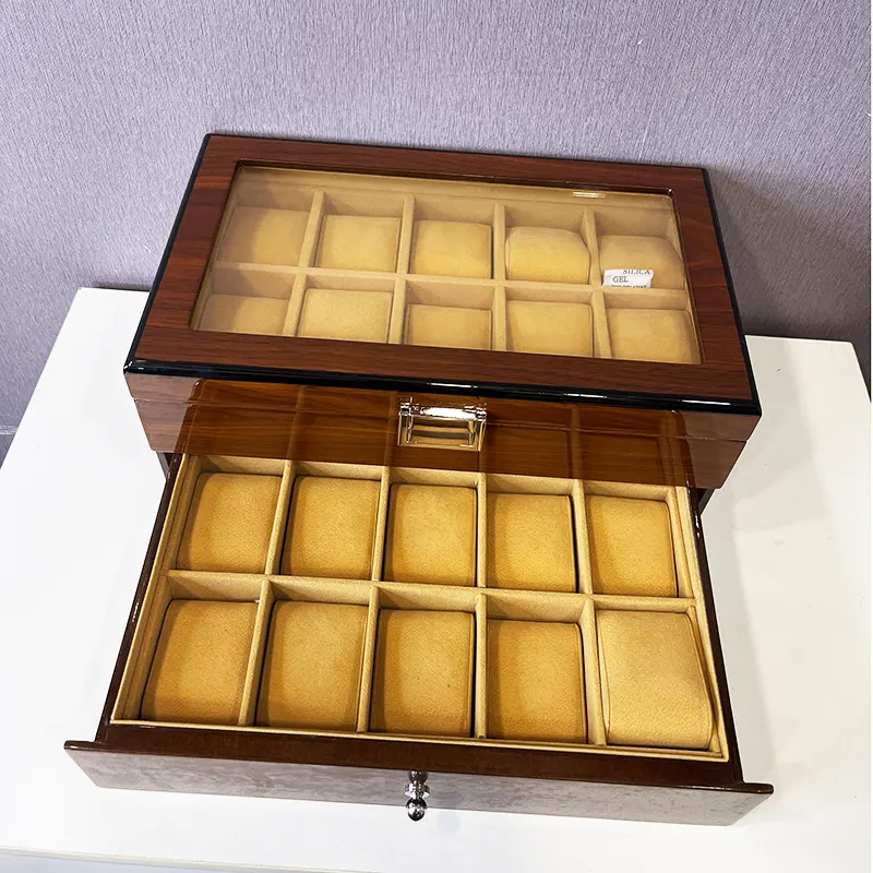 20 Slots Watch Organizer Double Layer Wooden Box And Gift Case